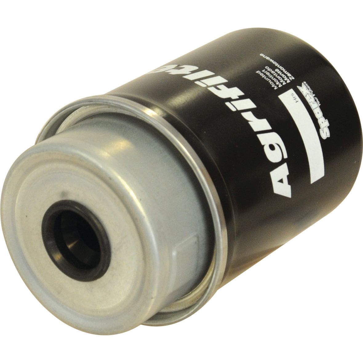 A black and metallic cylindrical fuel separator labeled "Sparex" with the part number S.148235 and specifications, compatible with Donaldson Filters.