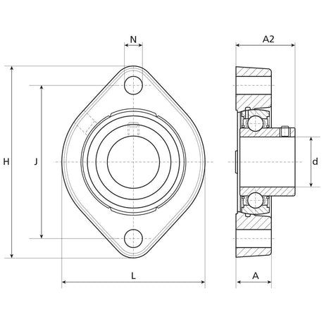 NTN SNR Two-Bolt Flanged Unit (USFD205)
 - S.148255 - Farming Parts