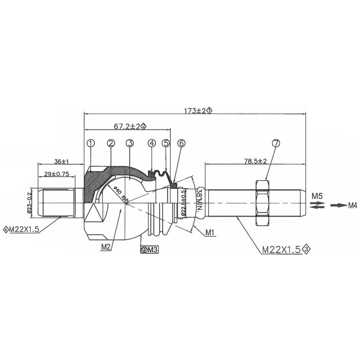 Steering Joint, Length: 210mm
 - S.148747 - Farming Parts