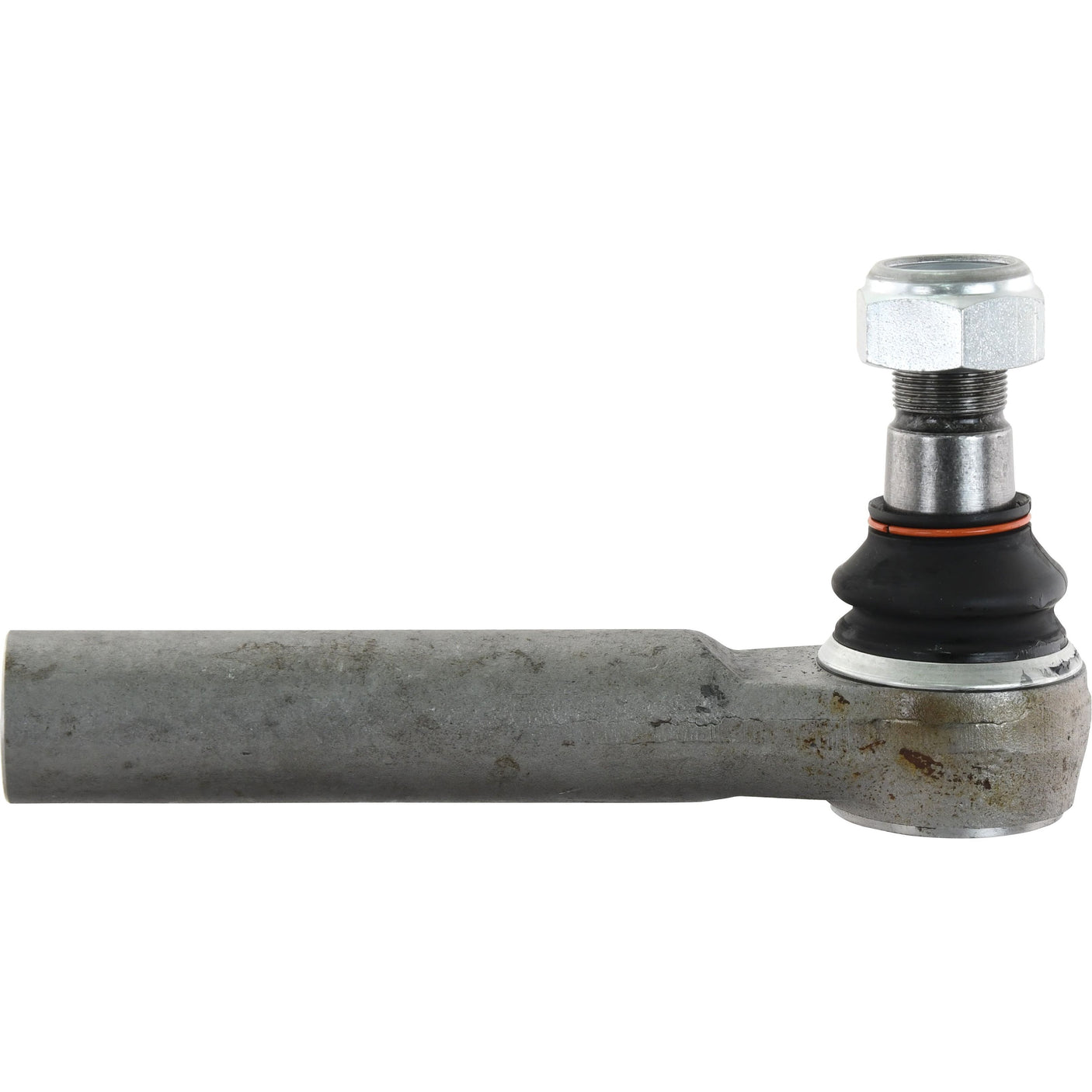 Image of a Sparex Track Rod, S.148753, featuring a 218mm metal shaft, rubber boot, and metal ball joint secured by a nut on top. This high-quality part is compatible with John Deere models and meets the AL209601 specifications from Sparex.