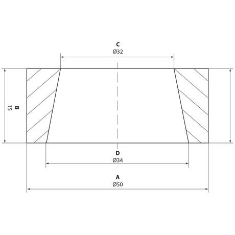 Loader Tine Bush -⌀50 x 15mm (&Oslash;32)
 - S.14901 - Farming Parts