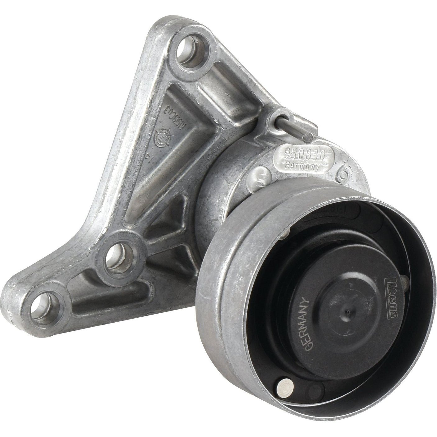 This metal automotive part, featuring a mounting bracket and pulley, is an INA Belt Tensioner from Sparex, specifically model S.149160 for John Deere vehicles.