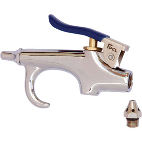A Sparex Air Blow Gun (1/4'' BSP) with a blue trigger and a detachable nozzle, designed for compressed air cleaning, lying beside it.