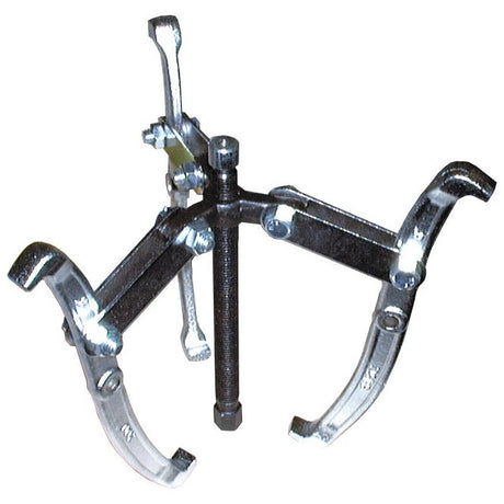 The Sparex Gear Puller - 4'' (Sparex Part No. S.14941) is a versatile tool featuring three adjustable arms, a central threaded bolt, and reversible legs for both internal and external use.