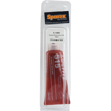 A red tube of Gasket Eliminator 515 - 50ml (S.14963) sealant in transparent plastic packaging with a Sparex label at the top, ideal for medium strength gasketing on machined metal flanges.