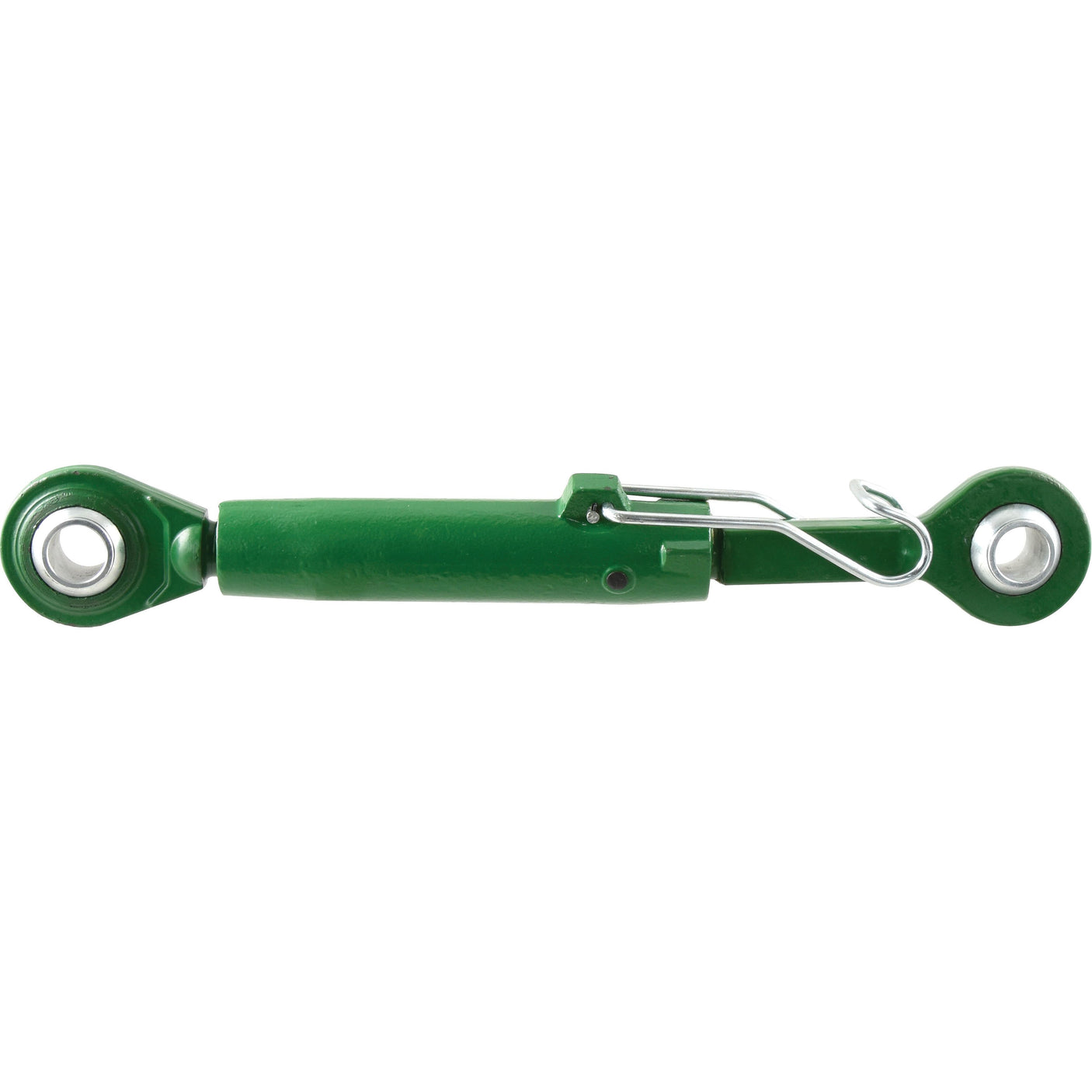 A heavy-duty hydraulic cylinder, Sparex Top Link Heavy Duty (Cat.3/3) Ball and Ball, M36 x 4.00 with pivoting joints at both ends, minimum length of 530mm. - S.150430, in green.