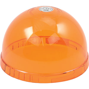 The Sparex Replacement Lens, compatible with models S.115169, S.113213, S.114414, and S.115170 - S.150443, is an orange, dome-shaped light cover labeled "DC 12-24V OK" on top that serves as a low-profile beacon for emergency or warning lights.
