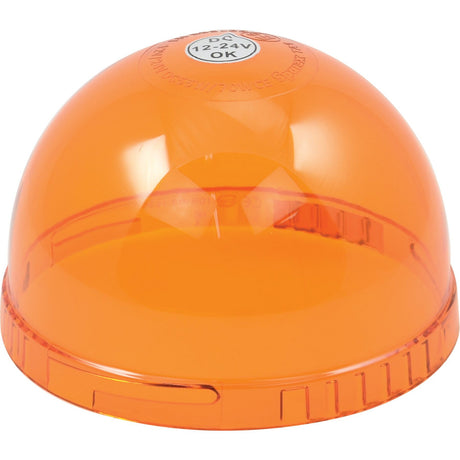 Amber dome-shaped emergency beacon with a "DC 12-24V OK" label on the top, featuring a durable Replacement Lens by Sparex, compatible with models S.113181, S.113185, and S.113183 - S.150445.