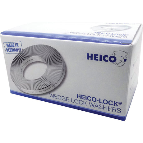 A box labeled "Locking washer - Standard HEICO-LOCK® M20 x 30.7mm - S.150480," showcasing a washer and the Sparex logo, boasts "Made in Germany!" on the top left corner. This premium bolt securing system ensures optimum performance under dynamic loads.