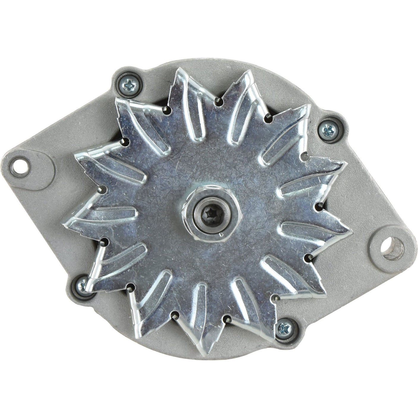 Close-up of a Sparex Alternator - 14V, 65 Amps (Sparex Part No. S.150723) with visible fan blades, mounting points, and pulley type. The alternator appears to be in good condition with four screws securing the components, suitable for various vehicles.