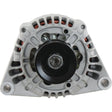 A front view of the Sparex 12V vehicle alternator (Sparex Part No. S.150736) featuring a metal casing, visible wiring, and a central pulley capable of delivering 120 Amps.