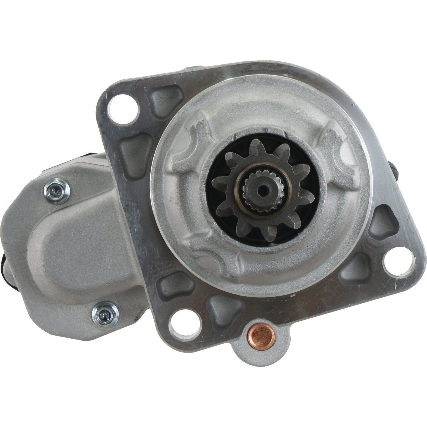 A metal automotive part resembling a gear, complete with several mounting holes on a plate, commonly used in Sparex Starter Motor - 12V, 4.8Kw (Sparex Part No.S.150800).