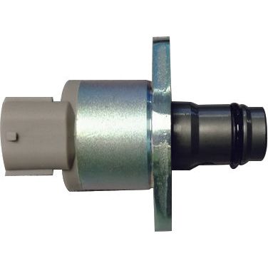 A metallic automotive sensor known as the Fuel Metering Control Valve (Sparex Part No.S.151159) features a white plastic connector and a black rubber O-ring on one end, making it suitable for John Deere equipment or as a Sparex component.