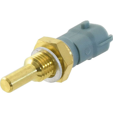 The Sparex Coolant Temperature Sensor (Part No. S.151163), made of brass and plastic, is compatible with Case IH vehicles and features threaded mounting along with an electrical connector.