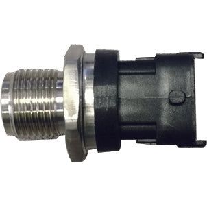 Close-up view of an industrial connector from the Sparex Fuel Rail Pressure Sensor (Part No. S.151194) featuring a threaded metallic end and a black rectangular plastic end, similar to those found on Case IH MAXXUM's sensors.