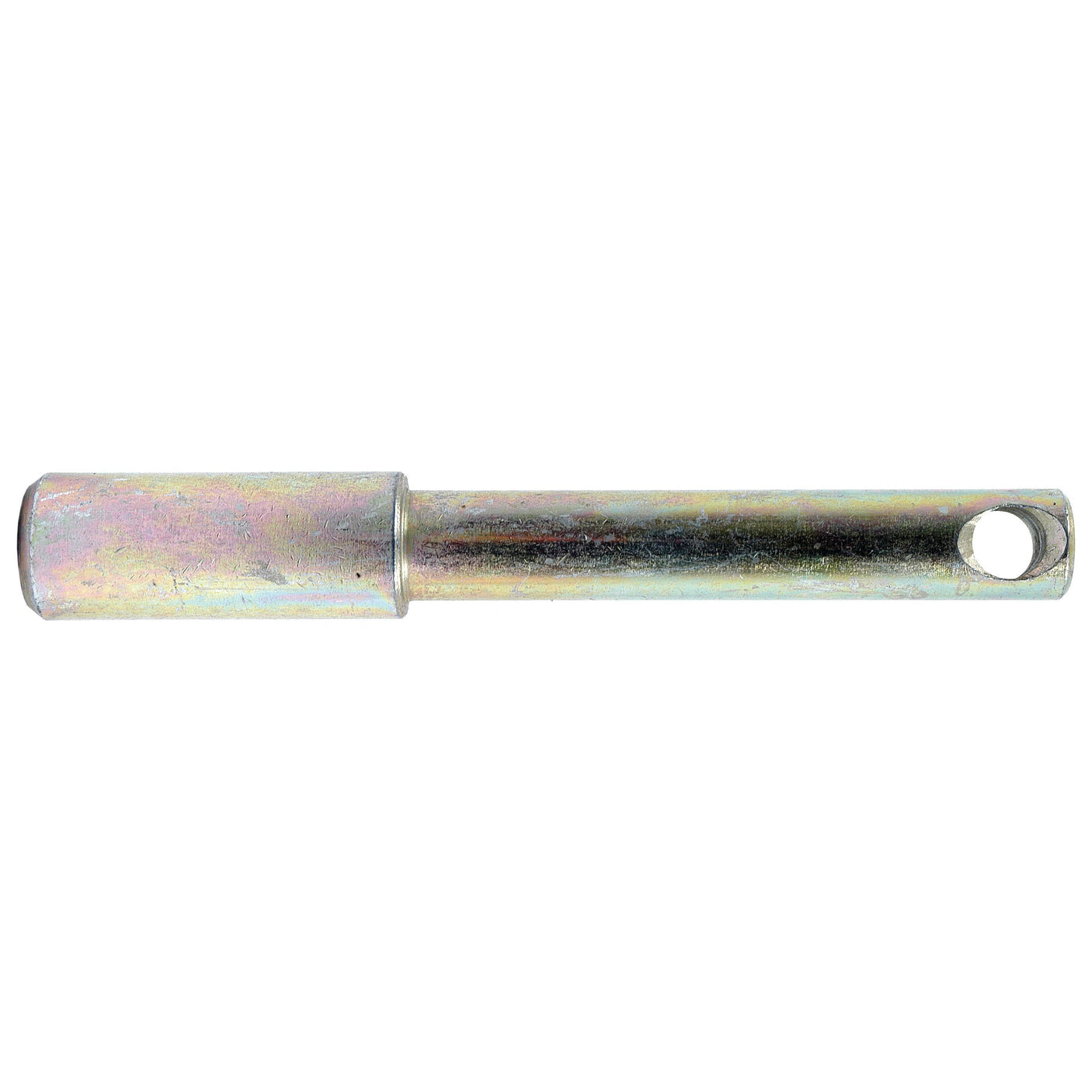 The Top link pin - Dual category 19 - 25mm Cat.1/2 from Sparex (Sparex Part No.S.15127) is a cylindrical metal pin with a larger head end and smaller shaft, featuring a hole near the narrower end, and boasts an overall length suited for various applications.