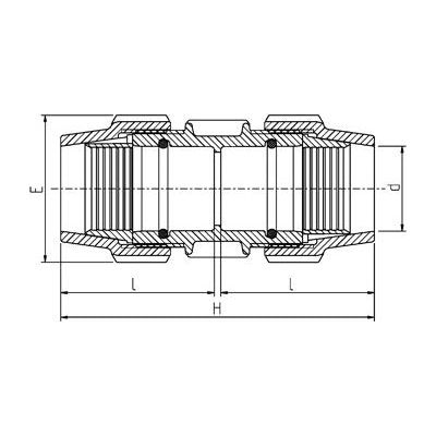 Technical drawing of a mechanical component, identified as the Sparex Modular Adapter 25mm (Sparex Part No. S.151815), featuring detailed internal and external dimensions labeled E, L, and H. The part includes multiple threaded sections and seals.