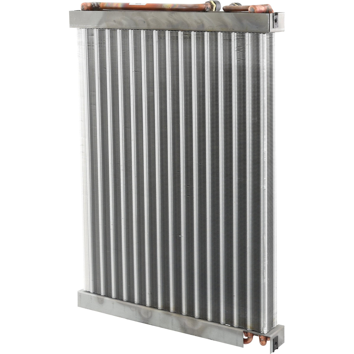 Image of a Sparex Condenser (Part No. S.152495) with parallel fins and copper pipes at the top and bottom. The unit, designed for cooling or heating applications, is compatible with Fiat 5166770.