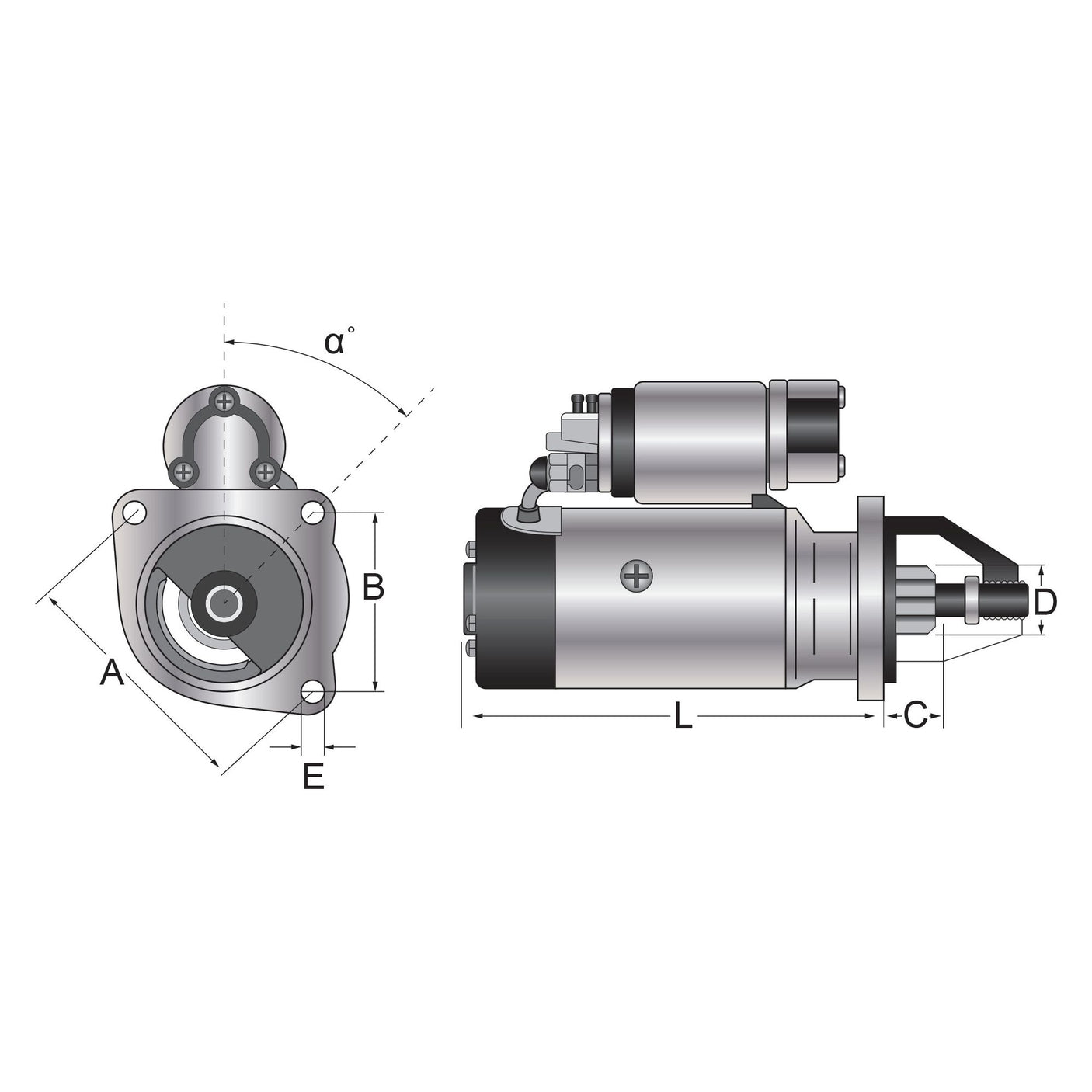 Starter Motor - 12V, 2.8Kw (Mahle)
 - S.152554 - Farming Parts