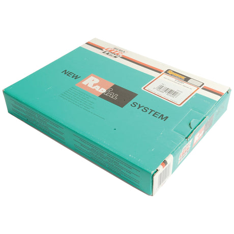 A teal cardboard box labeled "Sparex Repair Patch - Radial (182TL) 185 x 240mm | Sparex Part No. S.152845" with a barcode and additional text on the top, alongside a small sticker indicating "Tip Top." The box shows some visible wear and tear.