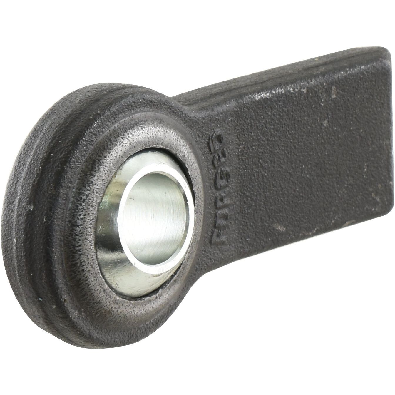 Close-up of a Sparex Lower Link Weld On Ball End (Cat. 1) with the engraving "M19" on its black metal surface. The precise ball width complements its robust design.