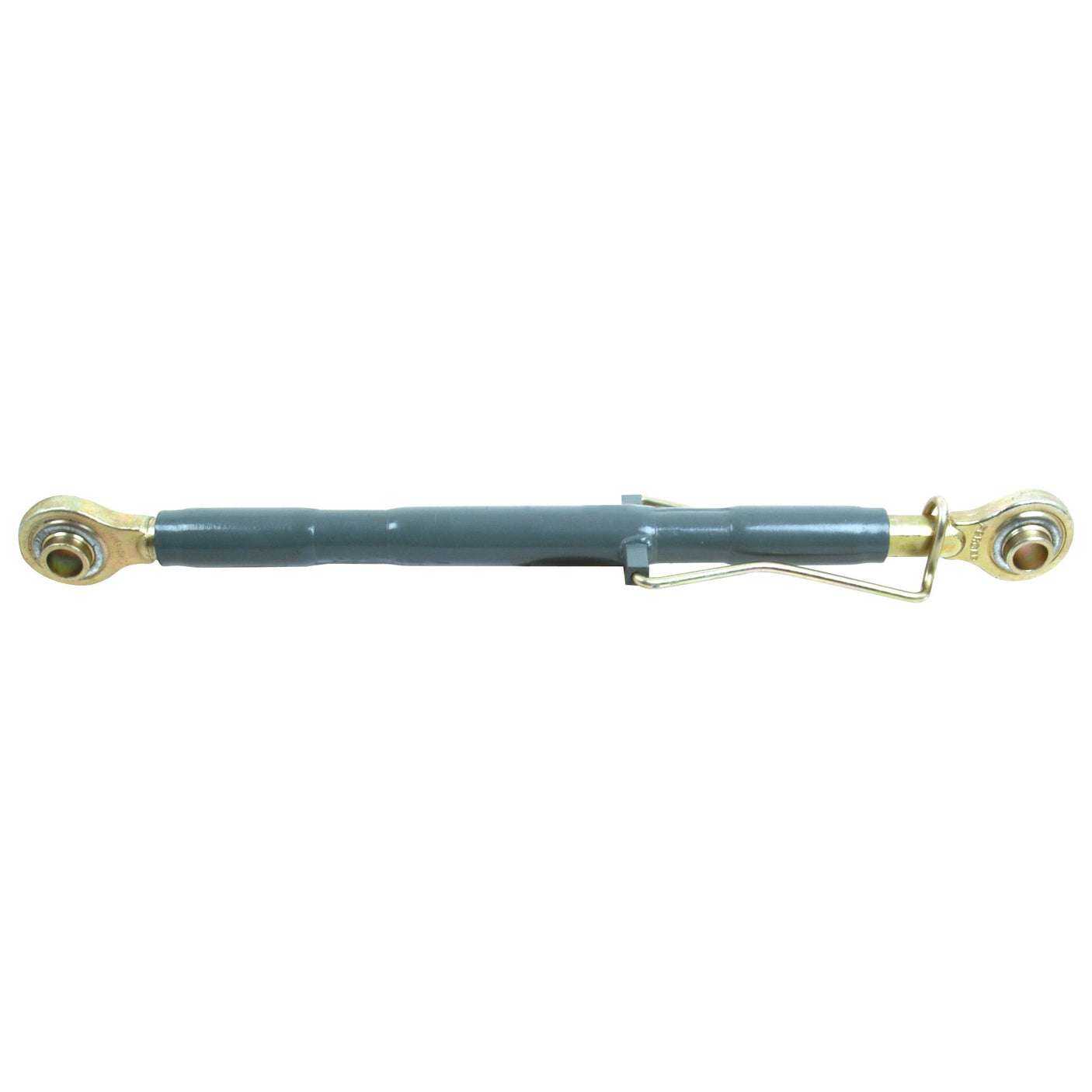 The Sparex Top Link Heavy Duty (Cat.2/2) Ball and Ball, 1 1/4'', S.15347 features two ball joints at each end and a central metal tube, with a minimum length of 680mm, making it ideal for heavy-duty applications in machinery or automotive settings, and perfect for use with Massey Ferguson compatible tractors.