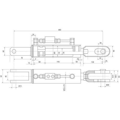 Hydraulic Levelling Box (Supplied with: Hoses), Min. Length: 440mm, Cylinder Bore: 63mm.
 - S.153736 - Farming Parts