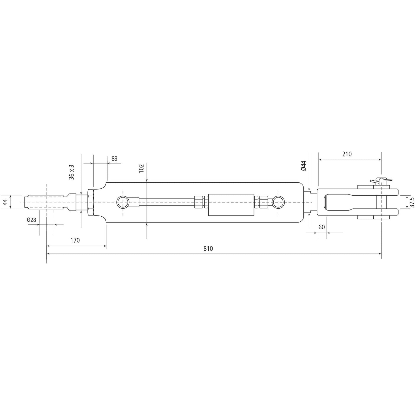 Hydraulic Levelling Box (Supplied with: Hoses), Min. Length: 810mm, Cylinder Bore: 90mm.
 - S.153739 - Farming Parts