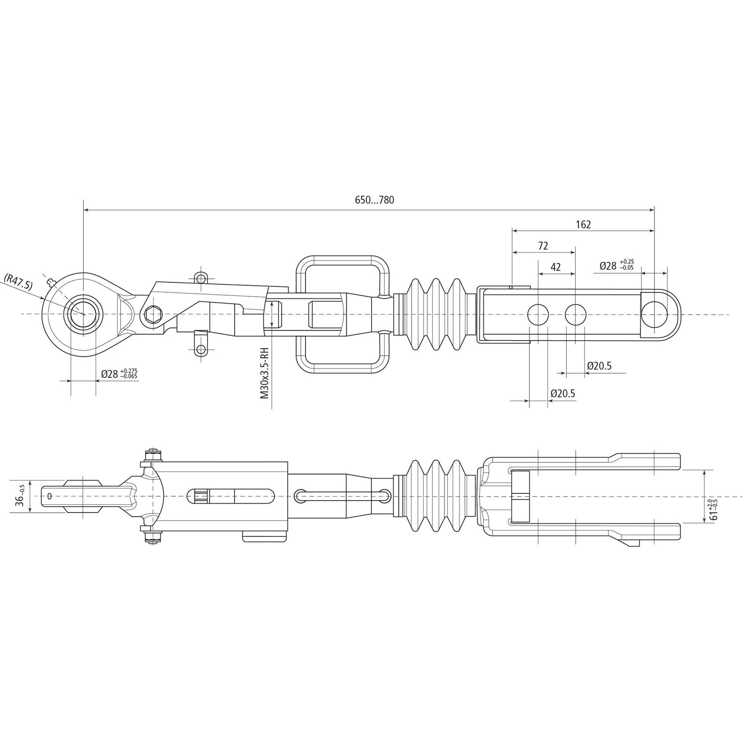 Hydraulic Levelling Box (Supplied with: Hoses), Min. Length: 680mm, Cylinder Bore: 80mm.
 - S.153741 - Farming Parts