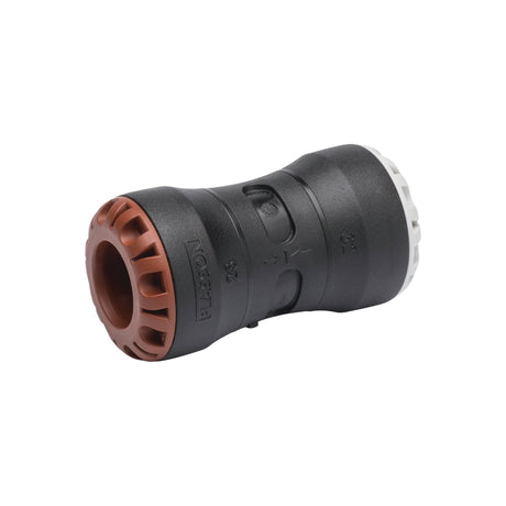 A black cylindrical threaded pipe connector with red and white ends, designed as a 20mm x 15mm copper pipe adapter. The text "Sparex" is prominently visible on the side, and it is also known as the Copper Pipe Adapter 20mm x 15 | Sparex Part No.S.153782.