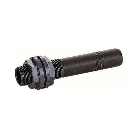 A product known as the Tank Connector, identified by Sparex Part No. S.153821 and branded under Sparex, is a cylindrical black metal component with threaded ends and features grooves and ridges. It measures 79 mm in length.