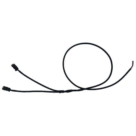 The Y Cable Short - 1300mm (Sparex Part No. S.154016) from Sparex is a black wire harness that features two connectors on one end and exposed wires on the other.