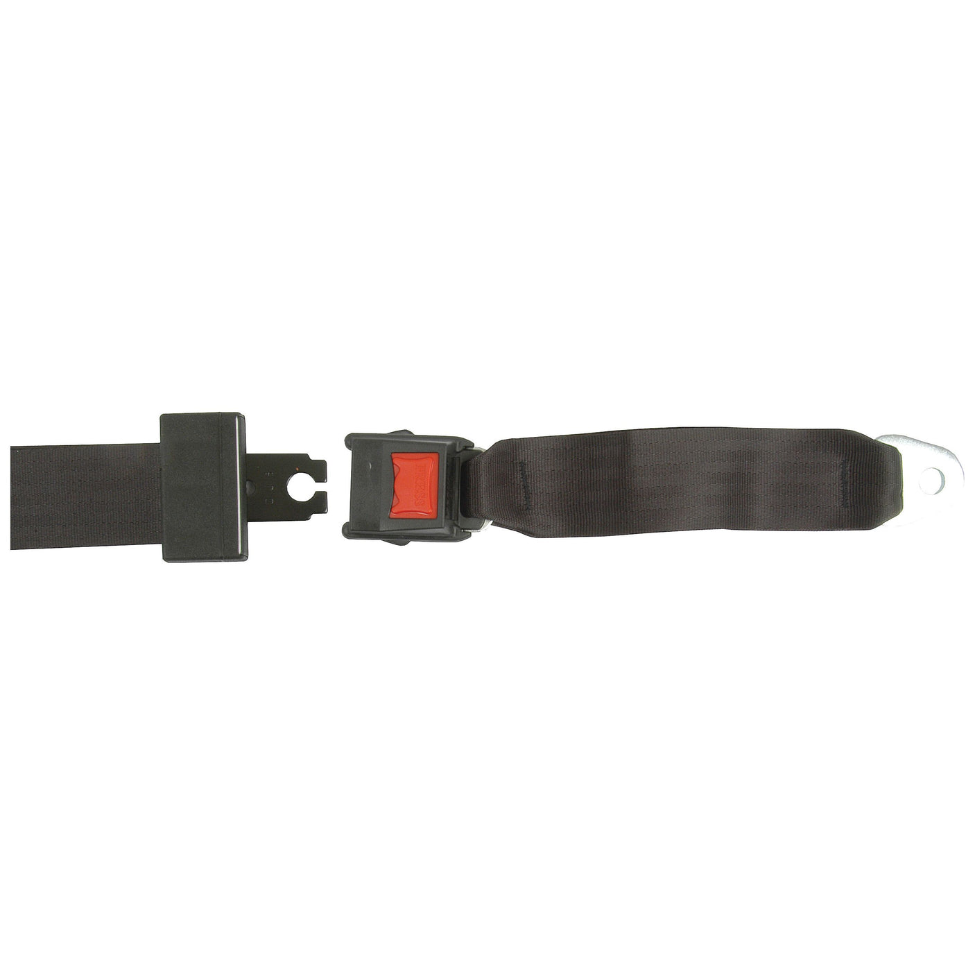 A black Seat Belt Kit (Sparex Part No. S.1540) with a red push-button release mechanism, laid out flat and isolated on a white background.