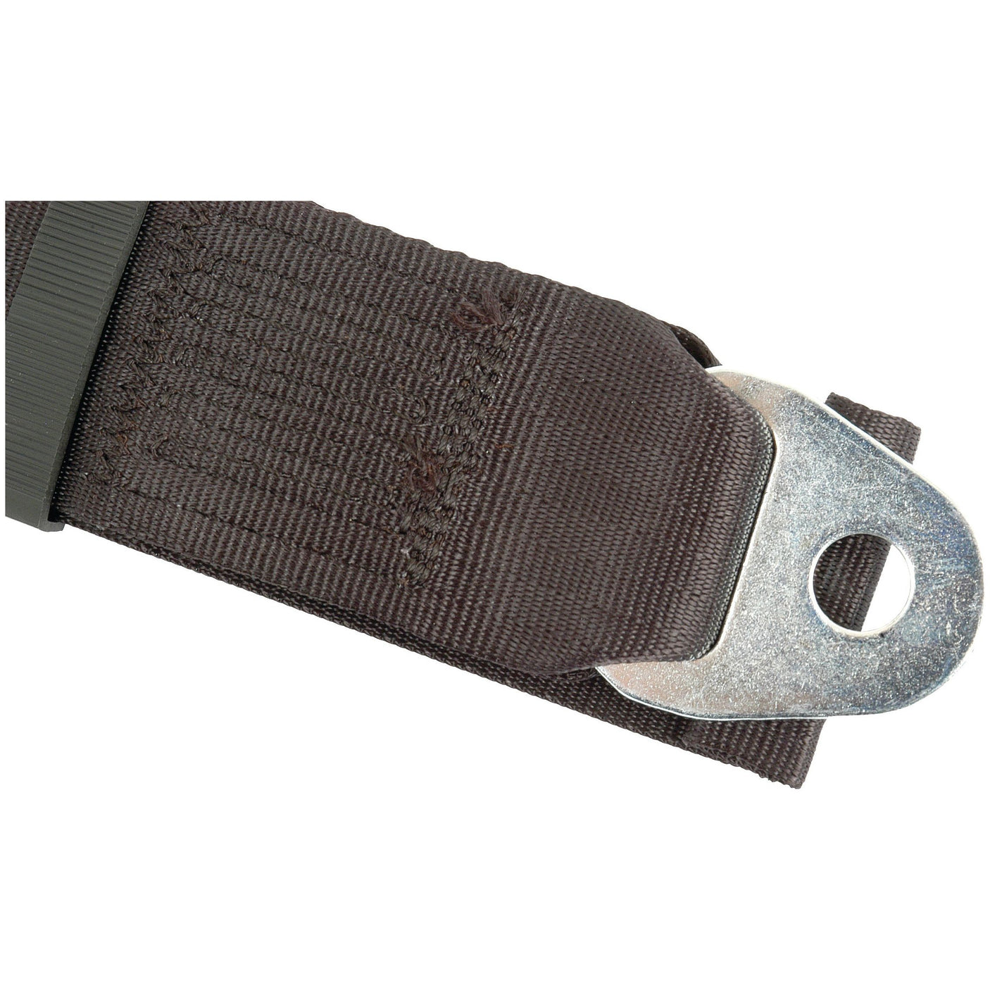 Close-up image of a brown woven strap with a metal loop at the end, possibly part of a belt or bag, reminiscent of components found in the Seat Belt Kit by Sparex, Part No.S.1540.