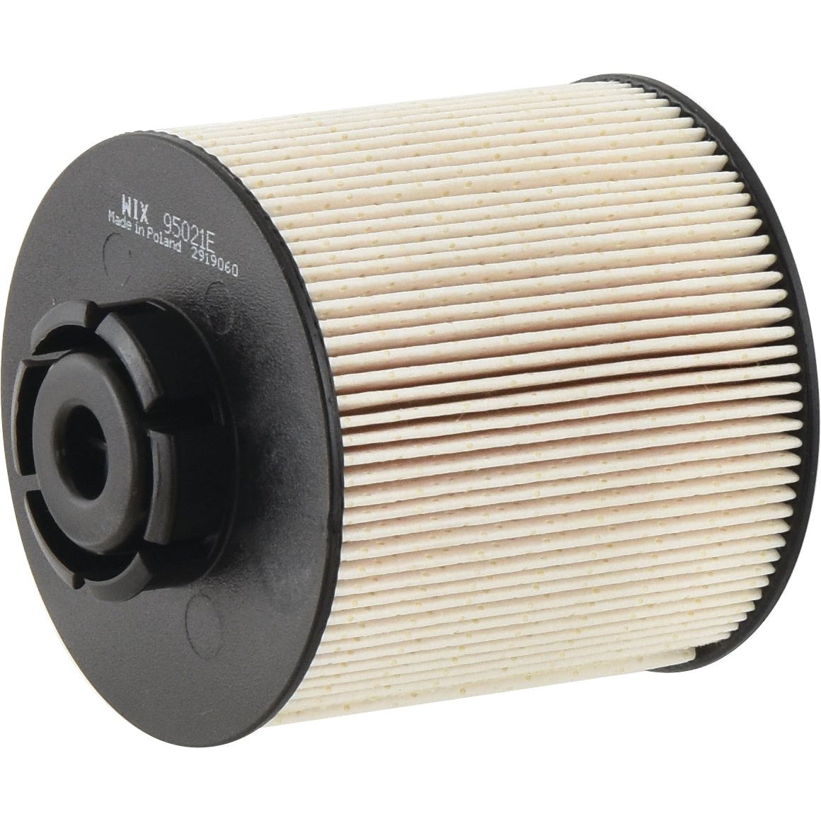 The Sparex Fuel Filter - Element (Sparex Part No. S.154197) features a cylindrical filtration cartridge with ribbed filter material and black plastic end caps, making it an ideal fuel filter for the Claas MEDION.