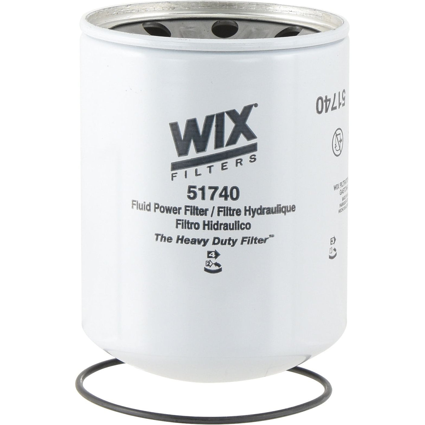 A Sparex Hydraulic Filter - Spin On (Sparex Part No. S.154260) showcasing text in English, French, and Spanish, highlighted for its John Deere Compatible design and advanced Microglass Filter technology with a Micron Rating of 8, positioned vertically against a white background.