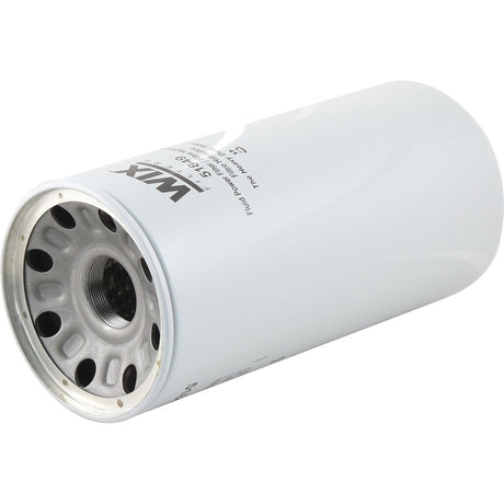 The Sparex Hydraulic Filter - Spin On (Sparex Part No. S.154538) is a cylindrical oil filter with a white exterior and a metallic top featuring multiple circular holes, compatible with Case IH alternatives.