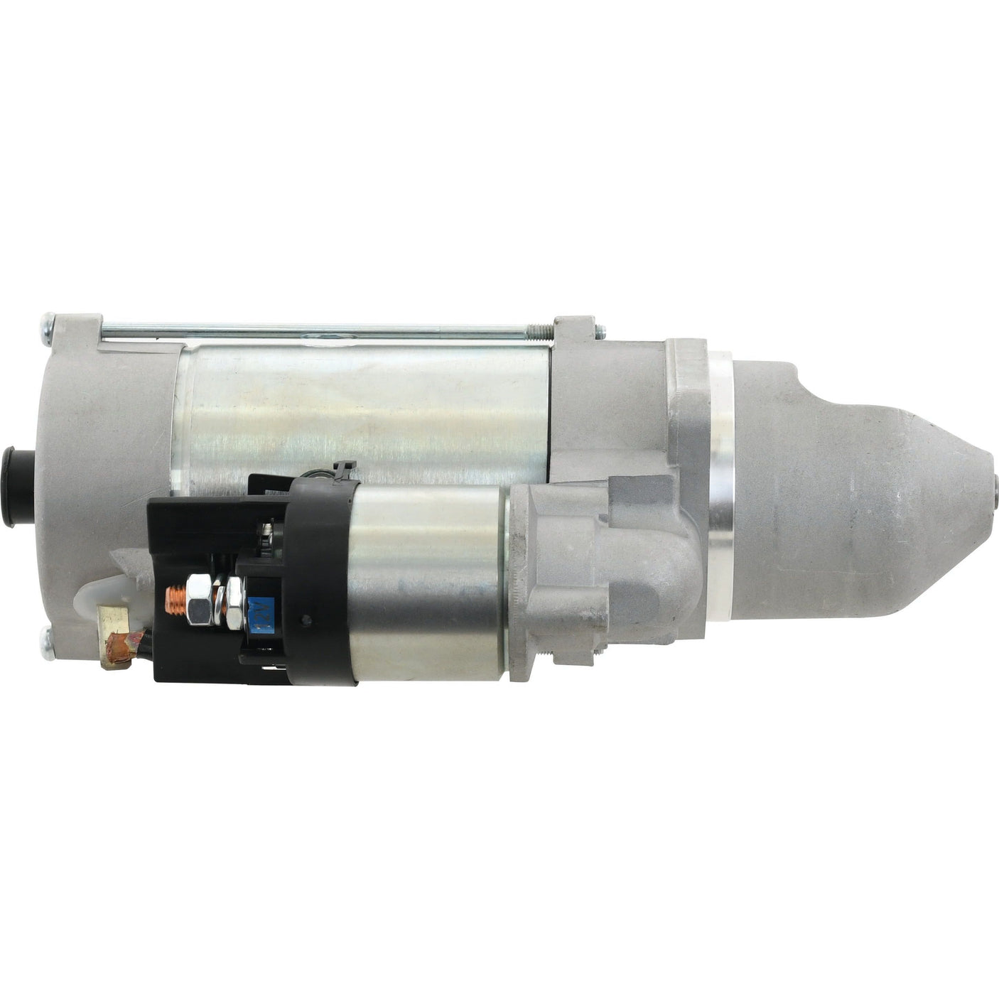 A metallic Sparex starter motor with a cylindrical shape, featuring various attached components and a compact design (Model: Starter Motor - 12V, 4Kw, Gear Reducted (Mahle), Part No. S.155381).