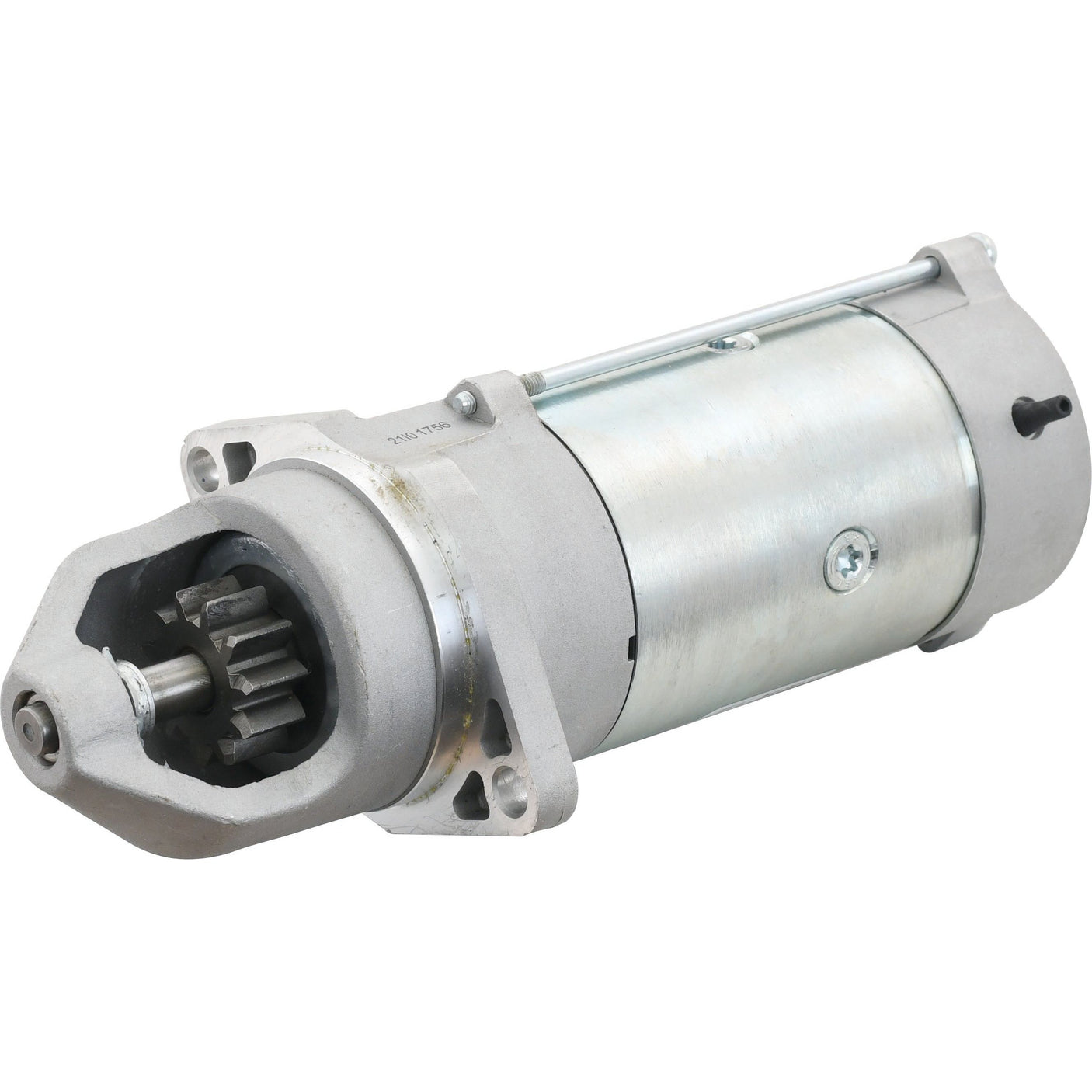 A silver and gray Sparex John Deere starter motor (12V, 4Kw, Gear Reducted Mahle), featuring visible mounting flanges and a gear mechanism.