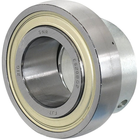 Close-up image of the NTN SNR Plummer Block Bearing Insert (ES208) - S.155515 featuring visible markings "SNR" and "ES208G2". The cylindrical Sparex component has a shiny surface and an internal ring.