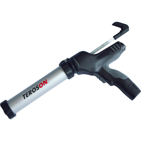 The Sparex Battery Gun ET (S.156524), designed for 310ml cartridges, features a grey barrel branded "TEROSON" and comes with a black handle and trigger. This efficient electric applicator is powered by a lithium-ion battery.