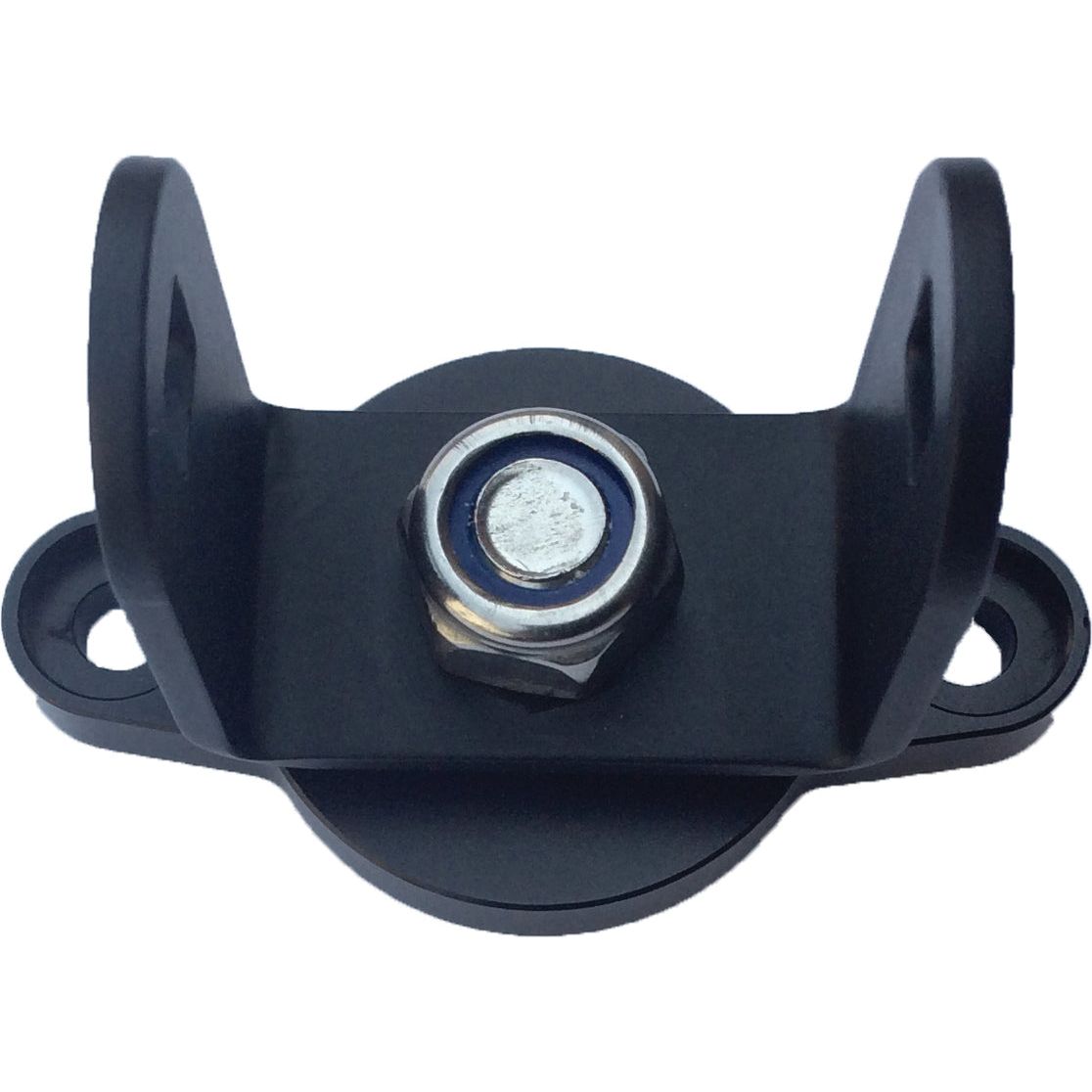 A sturdy Sparex LED Worklight Bracket, designed to fit models S.130032 and S.130033, features a black metal construction with two mounting holes and an attached bolt and nut in the center, ideal for any setup.