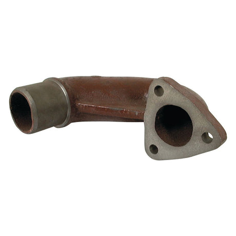 An Exhaust Elbow by Sparex (Part No. S.15803) features a curved, rusted cylindrical body and a triangular flange with three bolt holes, compatible with Massey Ferguson tractors.