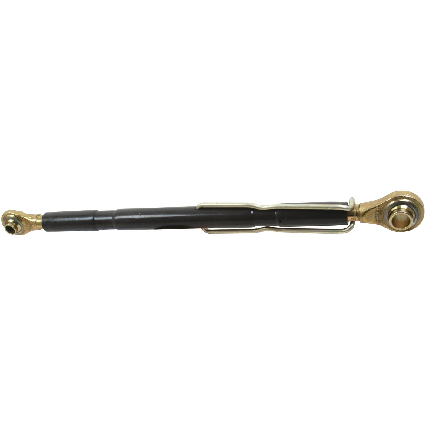 The Sparex Top Link (Cat.1/1), model number S.15887, features a 1 1/16'' black and metal adjustable linkage component with ball joints on both ends, making it ideal for implement end adjustments in tractor parts with a minimum length of 670mm.