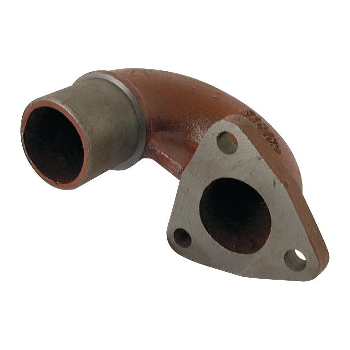 The Exhaust Elbow (Sparex Part No. S.15982) by Sparex is a curved metal pipe with two flanged ends—one circular and the other featuring three bolt holes. Designed for attachment in mechanical systems, it is ideal for Massey Ferguson applications and compatible with Sparex parts, ensuring seamless integration.