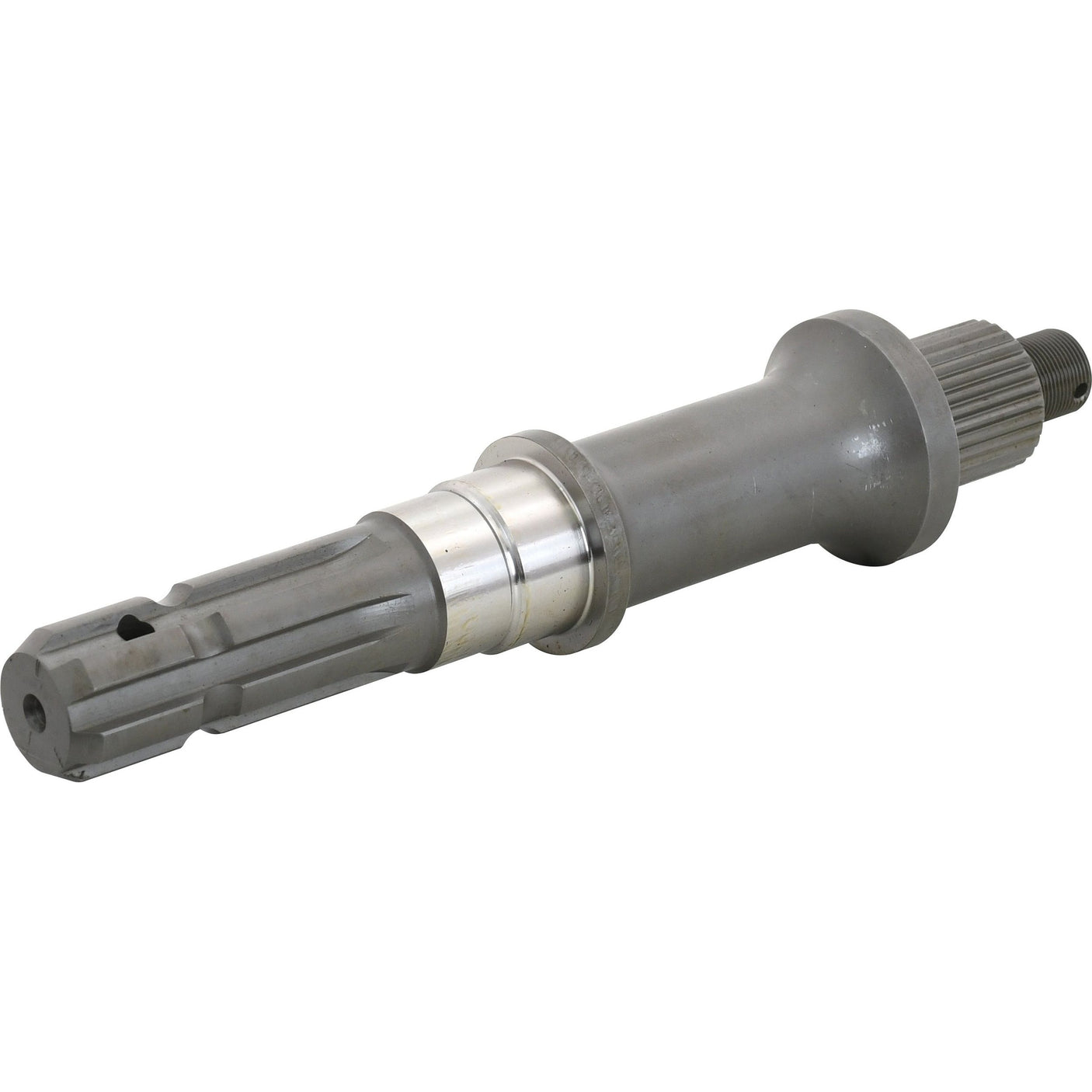 Introducing the Sparex PTO Shaft - S.16039: a metal cylindrical component featuring grooved ends, a threaded section, and designed specifically to integrate with a PTO shaft operating at 540 RPM – an essential machine part.