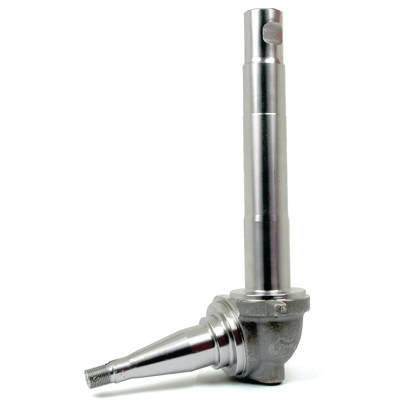 A metallic, cylindrical automotive component with a threaded end and a vertical shaft, often referred to as the king pin, used in Ford / New Holland vehicle steering systems is available under the name Spindle RH | Sparex Part No. S.16284 from the Sparex brand.