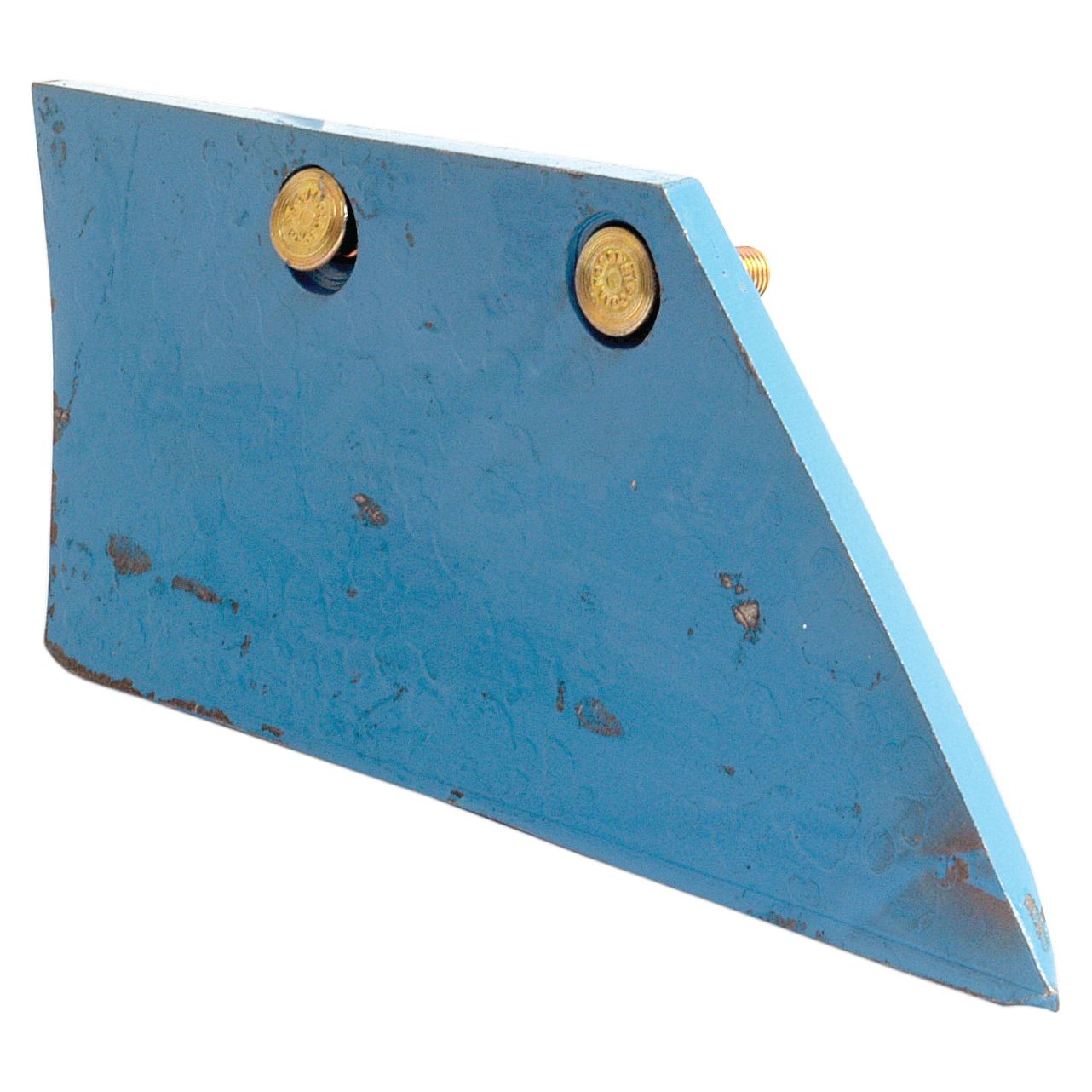 A blue, rectangular metal cutting tool with two Vulcan Fasteners brass screws, specifically the Wing - RH (Lemken) fitting as 3353742 and known as Sparex Part No. S.162973 by the brand Sparex.