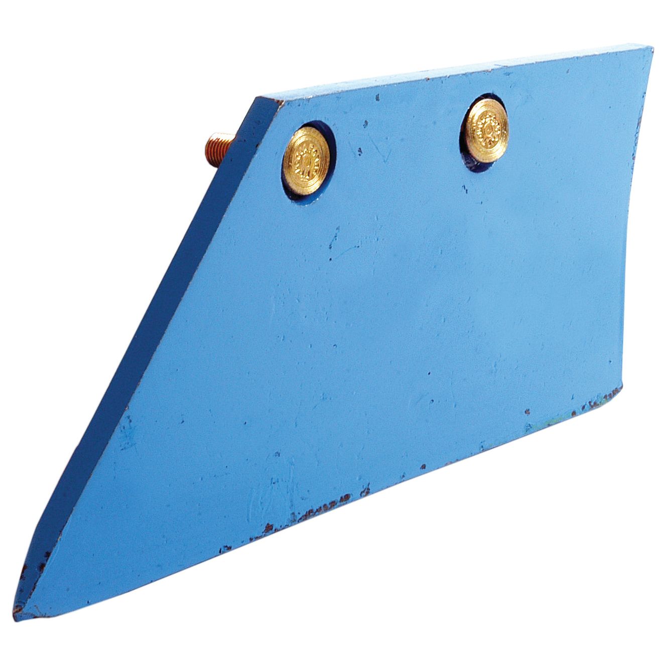 A blue metal wedge-shaped object with two brass-colored round fasteners and a partially threaded bolt protruding from the top, labeled as Wing - LH (Lemken), with the designation 3353743 and Sparex Part No. S.162974.