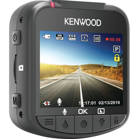 A Sparex HD (1280 x 720) 2'' Dash Camera - S.163022 displaying a road view with various settings icons on the screen, including date and time stamps, locked recording, HD resolution indicators, and a 125° Wide FOV.